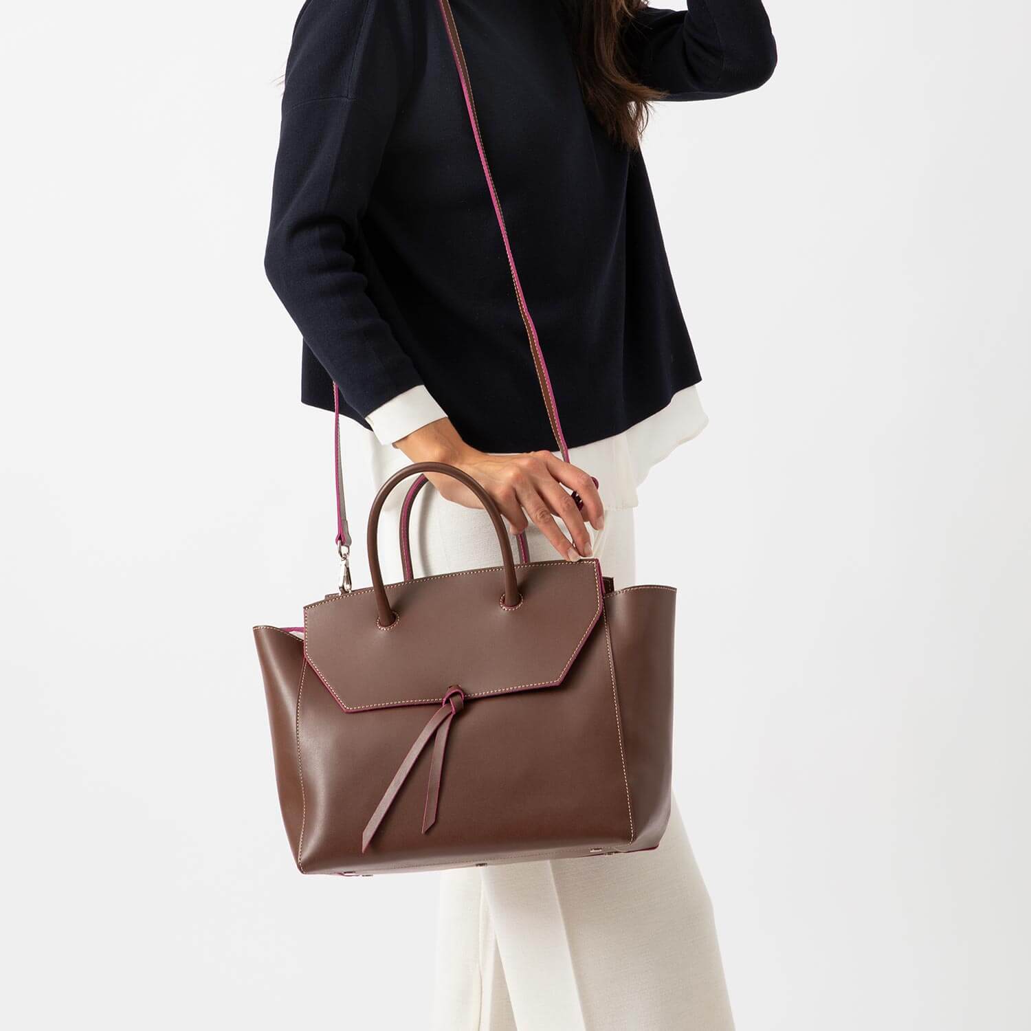 Loren Large Leather Tote Laptop Bag - Chocolate — ALEXANDRA DE CURTIS ...