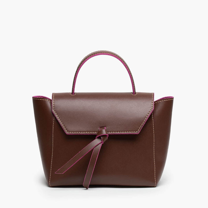 mini satchel bag chocolate brown leather purse