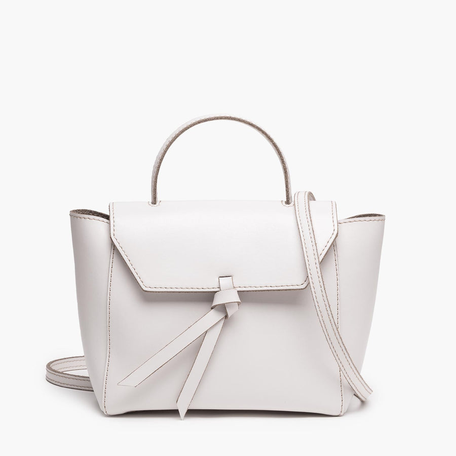 mini satchel bag cream white leather crossbody purse with shoulder strap