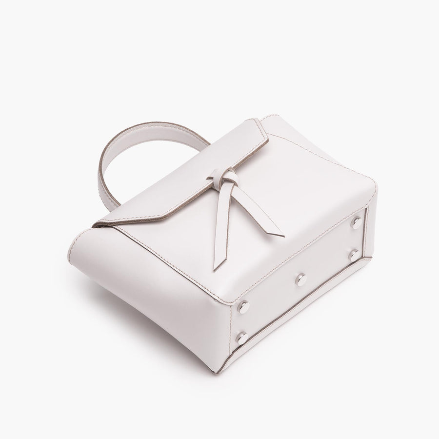 mini satchel bag cream white leather crossbody purse with metal feet