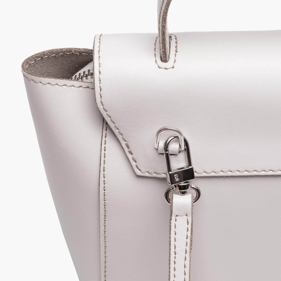 mini satchel bag cream white leather crossbody purse with shoulder strap