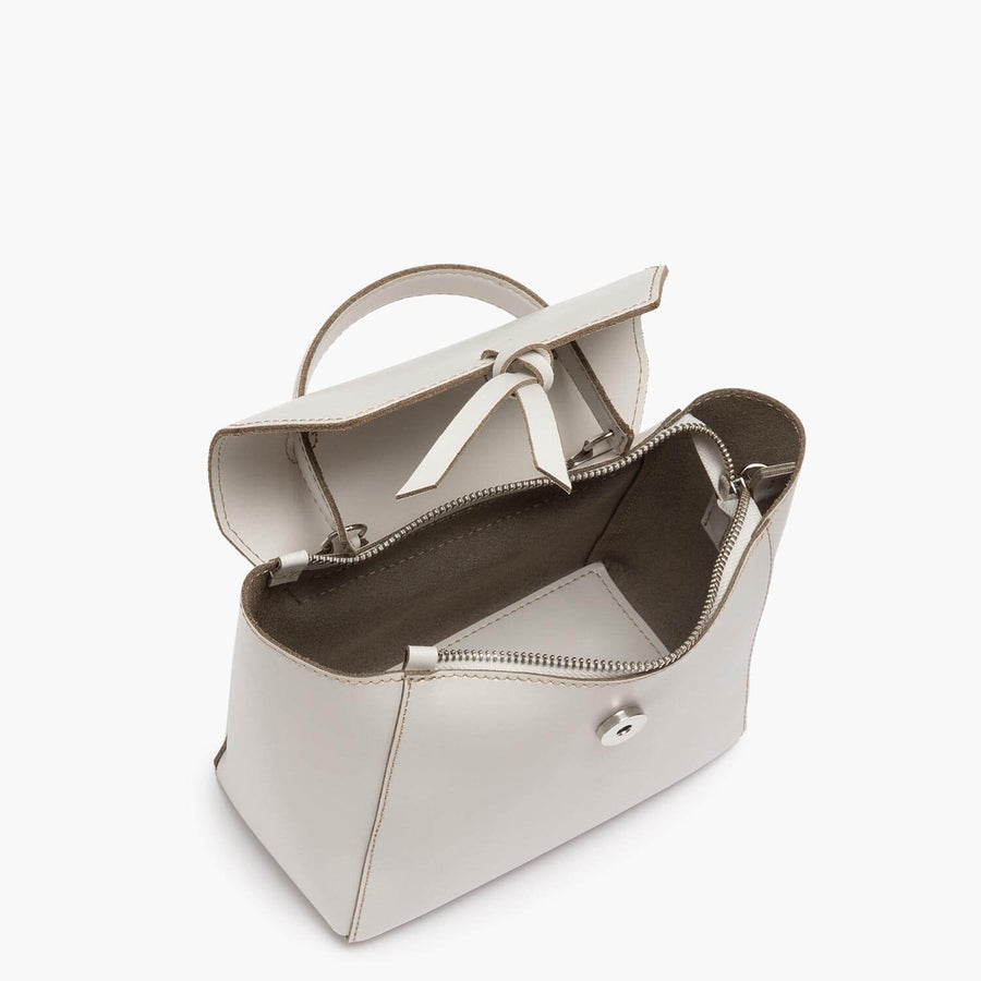 Siena Mini Leather Satchel Crossbody Bag - Cream
