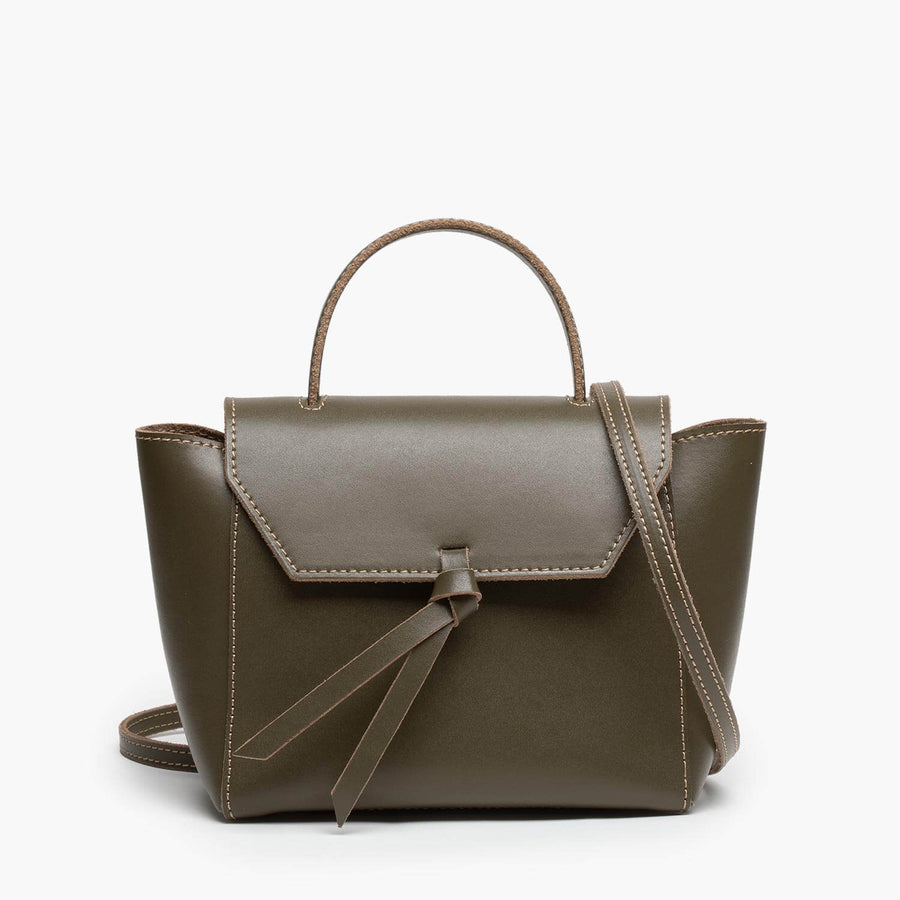 mini satchel bag olive green leather crossbody purse with shoulder strap