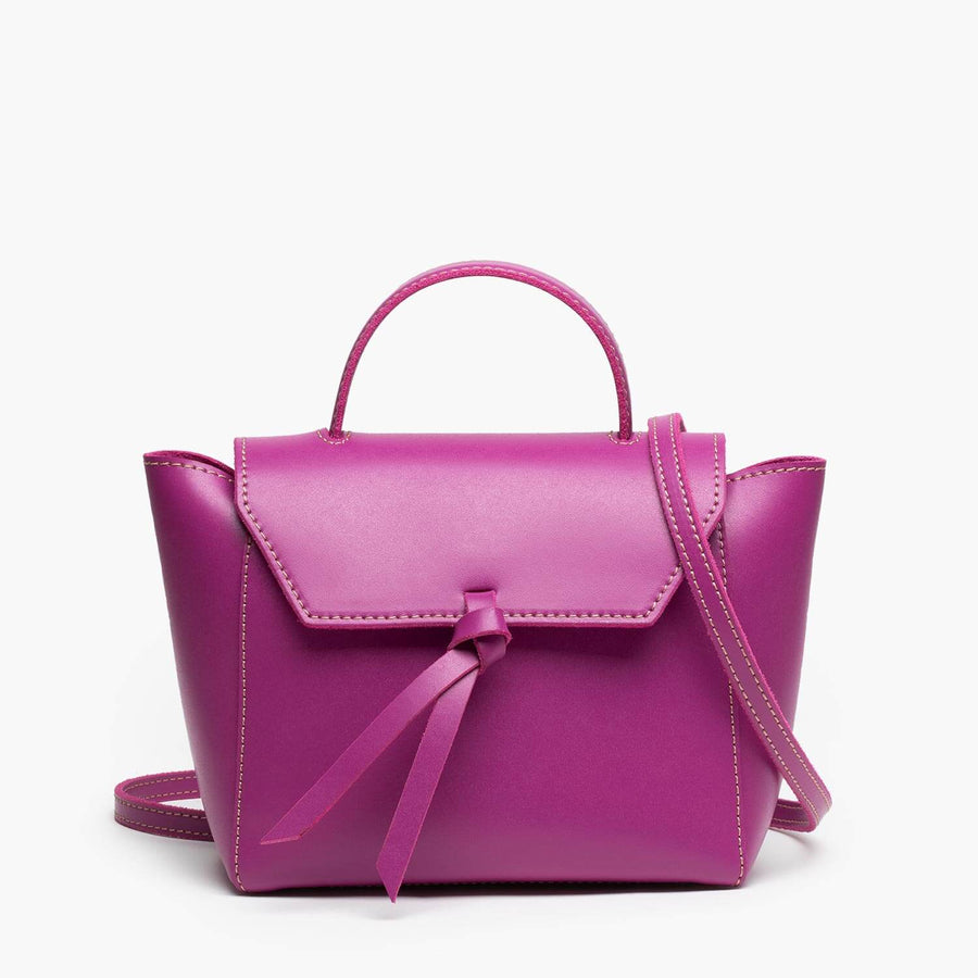 mini satchel bag magenta pink leather crossbody purse with shoulder strap