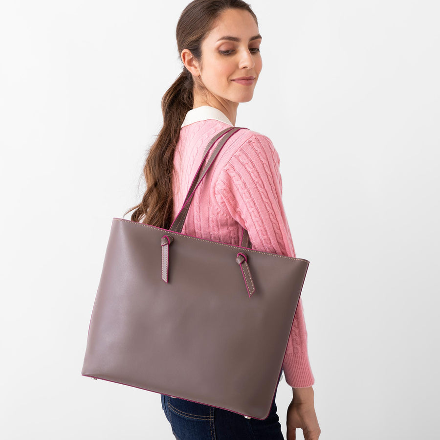 Buy Dark Taupe Bag, Leather Tote Bag in Taupe, Nappa Leather Shopper in  Nude, Soft Natural GENUINE Leather Shoulder Bag, Large Gold Laptop Bag  Online in India - Etsy
