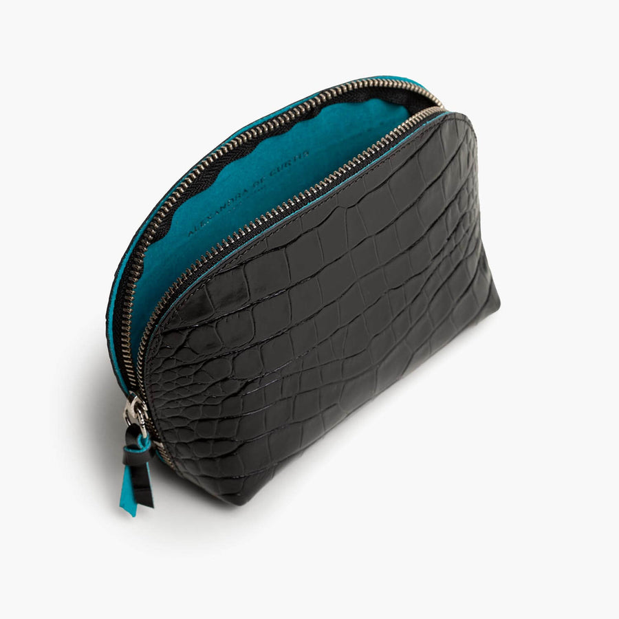 Store All Leather Pouch - Black Croc Print