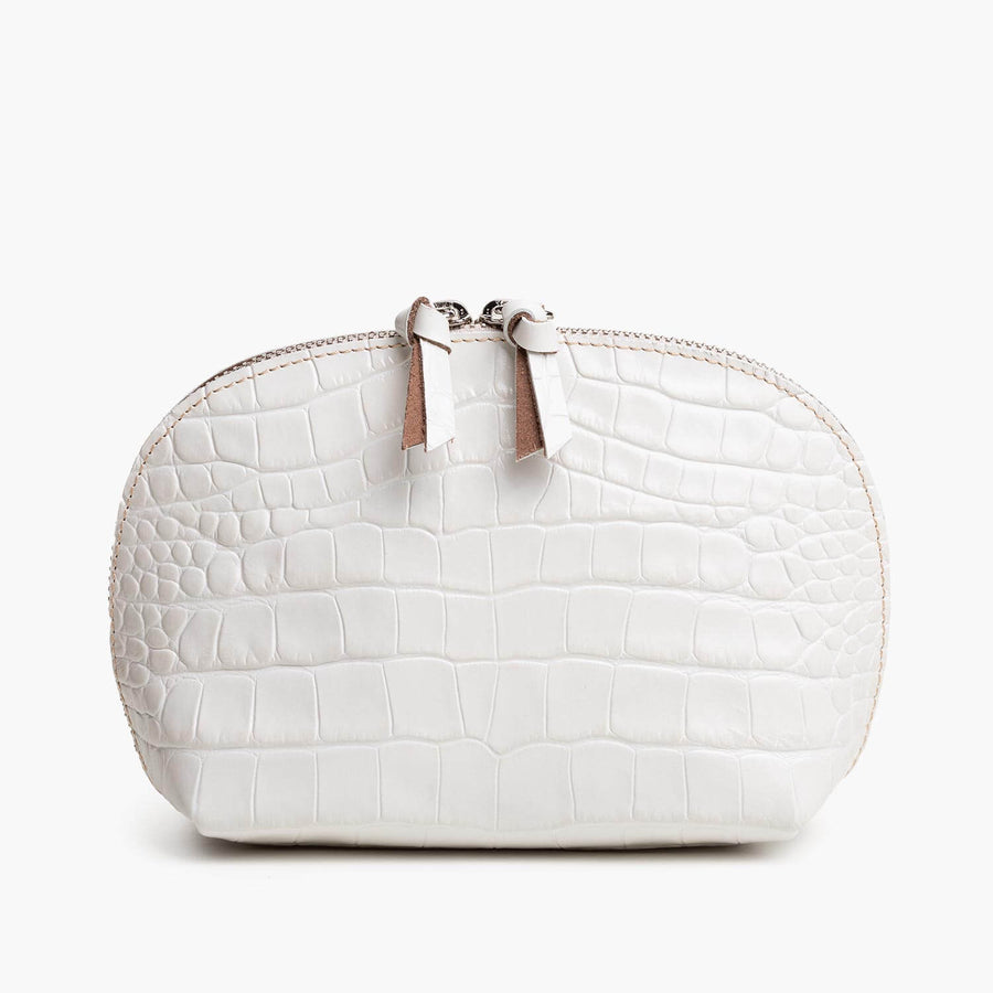 Store All Leather Pouch - Ivory Croc Print