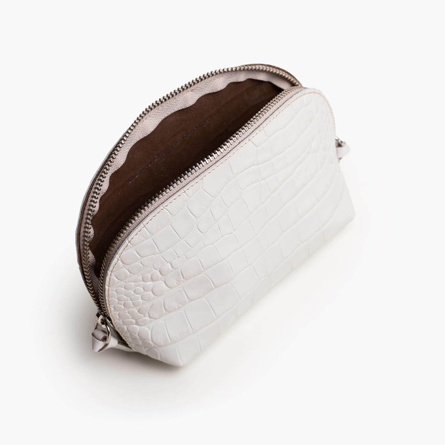 Store All Leather Pouch - Ivory Croc Print