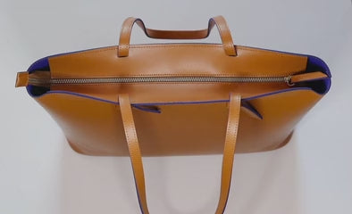 Milano Large Leather Shoulder Tote Bag - Cognac