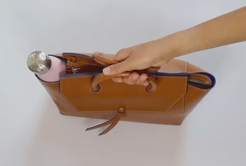 what fits inside Loren Midi Medium cognac tan leather work tote bag purse
