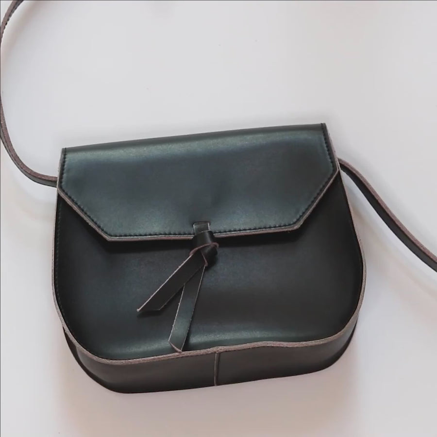 Mini Saddle Leather Crossbody Bag - Navy