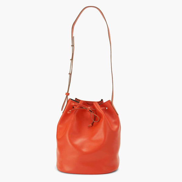 Bella Leather Bucket Shoulder Bag - Orange — ALEXANDRA DE CURTIS