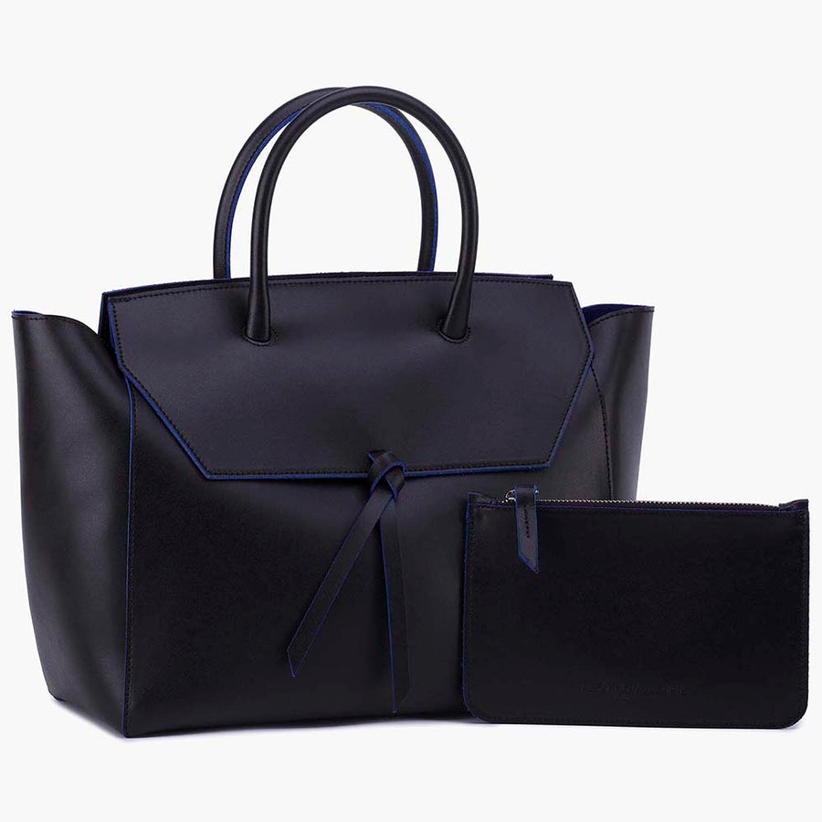 Loren Large Leather Tote Bag - Black