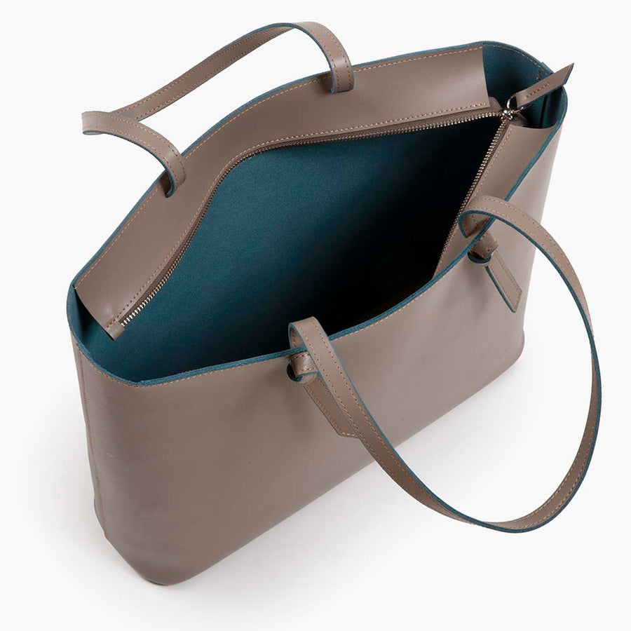 Milano Large Leather Shoulder Tote Bag - Fango