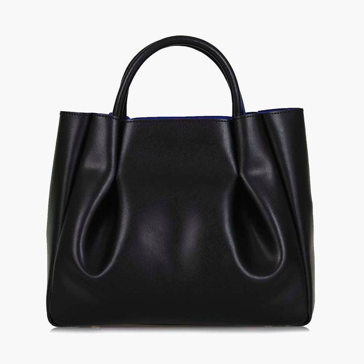 medium black leather tote bag purse