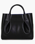 medium black leather tote bag purse
