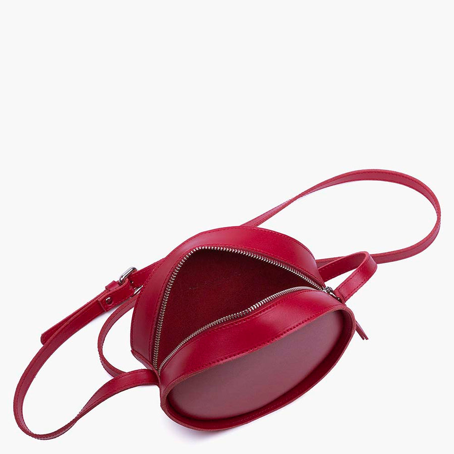 Alexandra de Curtis red small leather circle crossbody bag purse