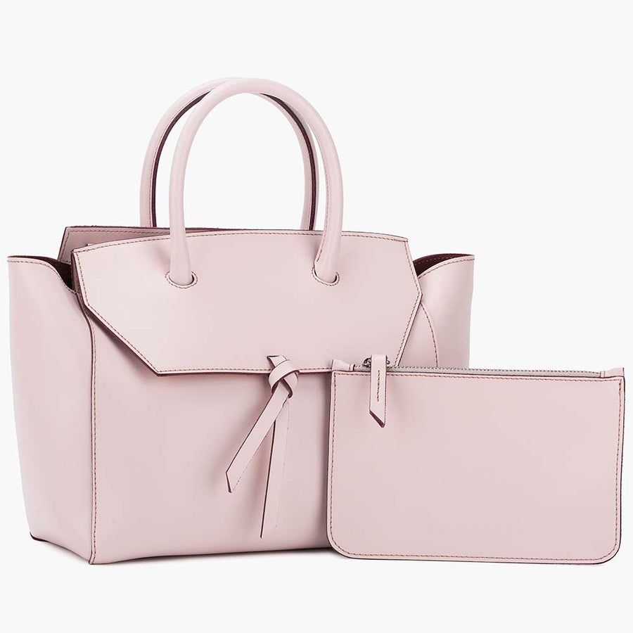 Loren Midi Leather Tote Bag - Blush Pink