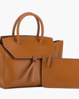 Loren Midi Leather Tote Bag - Cognac