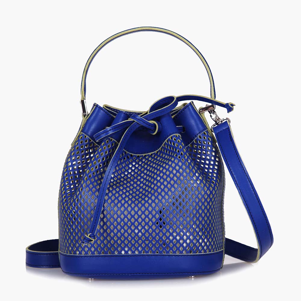 Bella Mini Bucket - Blue Perforated — ALEXANDRA DE CURTIS | Italian Leather  Handbags, Purses & Ballet Flats