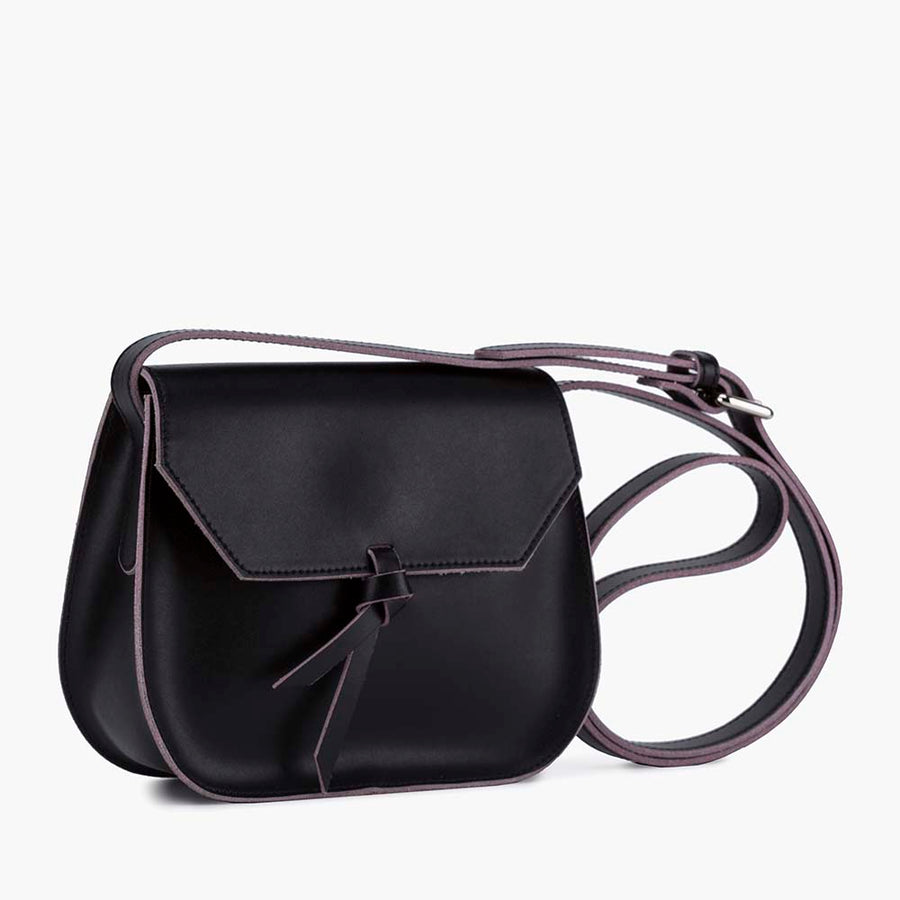 Mini Saddle Leather Crossbody Bag - Black