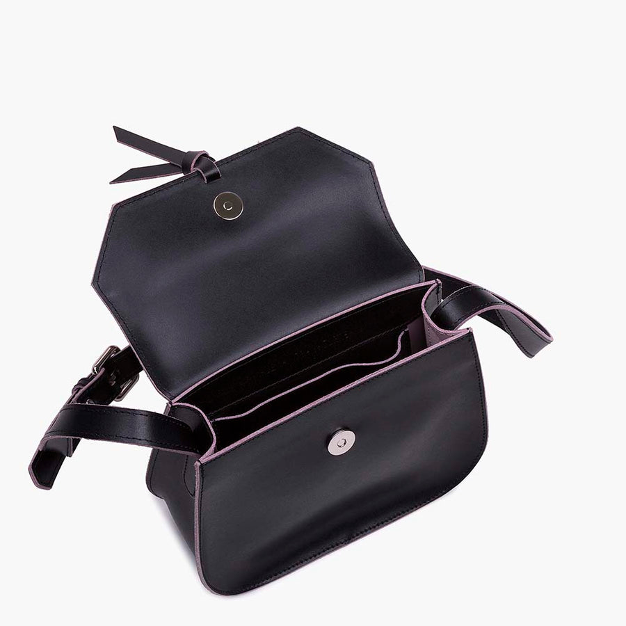 Mini Saddle Leather Crossbody Bag - Black