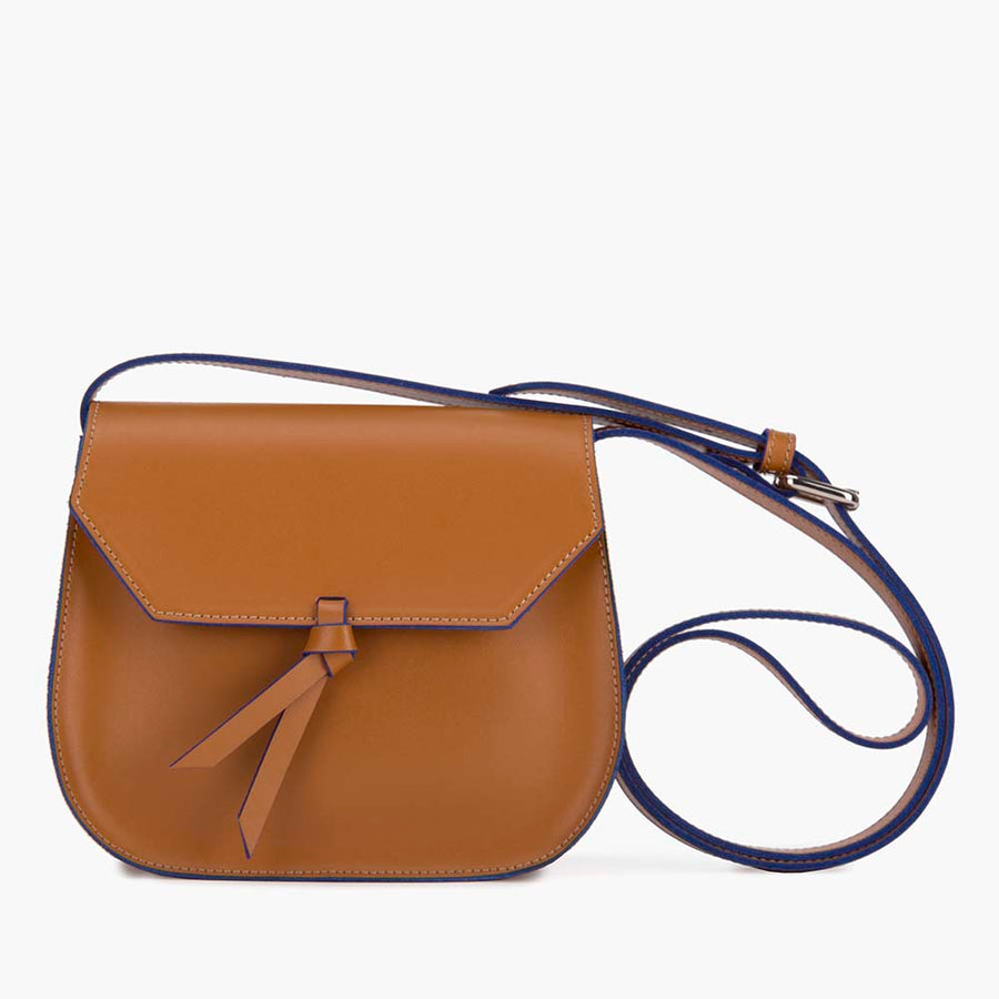 Mini Saddle Leather Crossbody Bag - Cognac