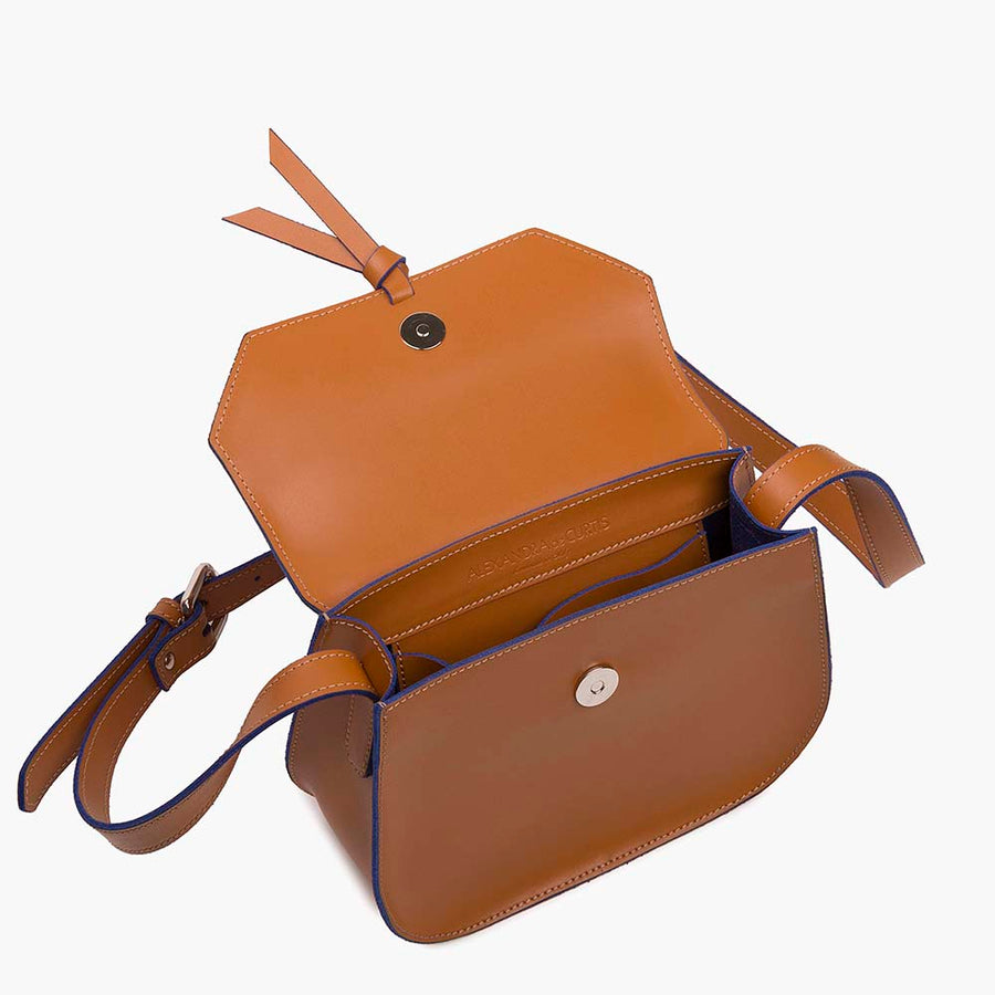 Mini Saddle Leather Crossbody Bag - Cognac
