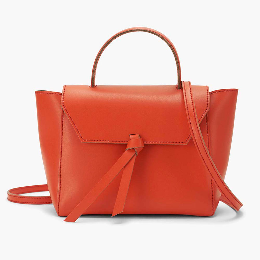 Siena Mini Leather Satchel Crossbody Bag - Orange