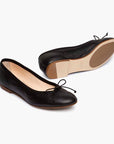 Livia Leather Ballet Flat Shoes - Black