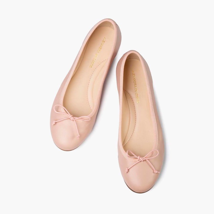 Livia Leather Ballet Flat Shoes - Blush Pink