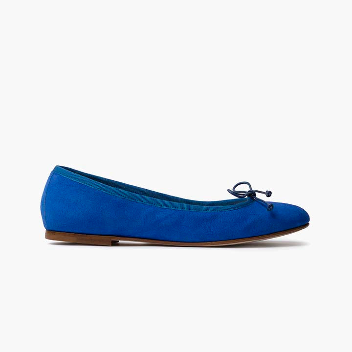 Livia Suede Leather Ballet Flat Shoes - Cobalt Blue
