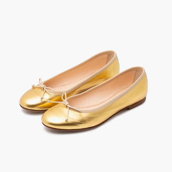 alexandre birman Livia Leather Ballet Flat Shoes - Gold