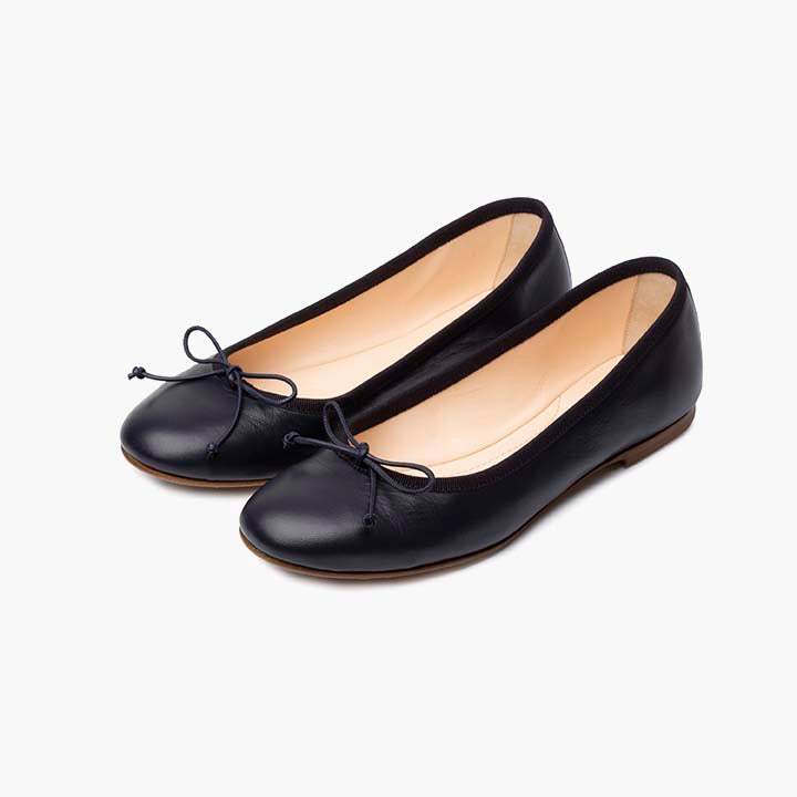 Livia Leather Ballet Flat Shoe - Navy — ALEXANDRA DE CURTIS