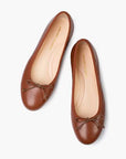 Livia Leather Ballet Flat Shoes - Saddle