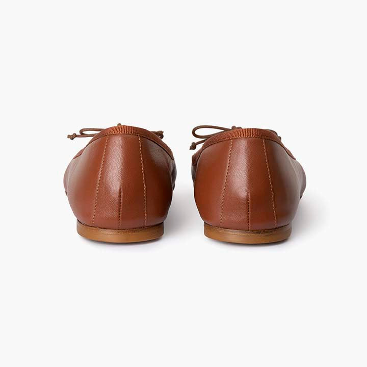 Livia Leather Ballet Flat Shoes - Saddle